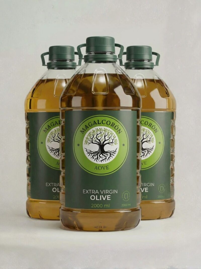 Pack Familiar Magalcorón 3x2L de aceite de oliva virgen extra premium, formato grande ideal para cocina diaria y familias.